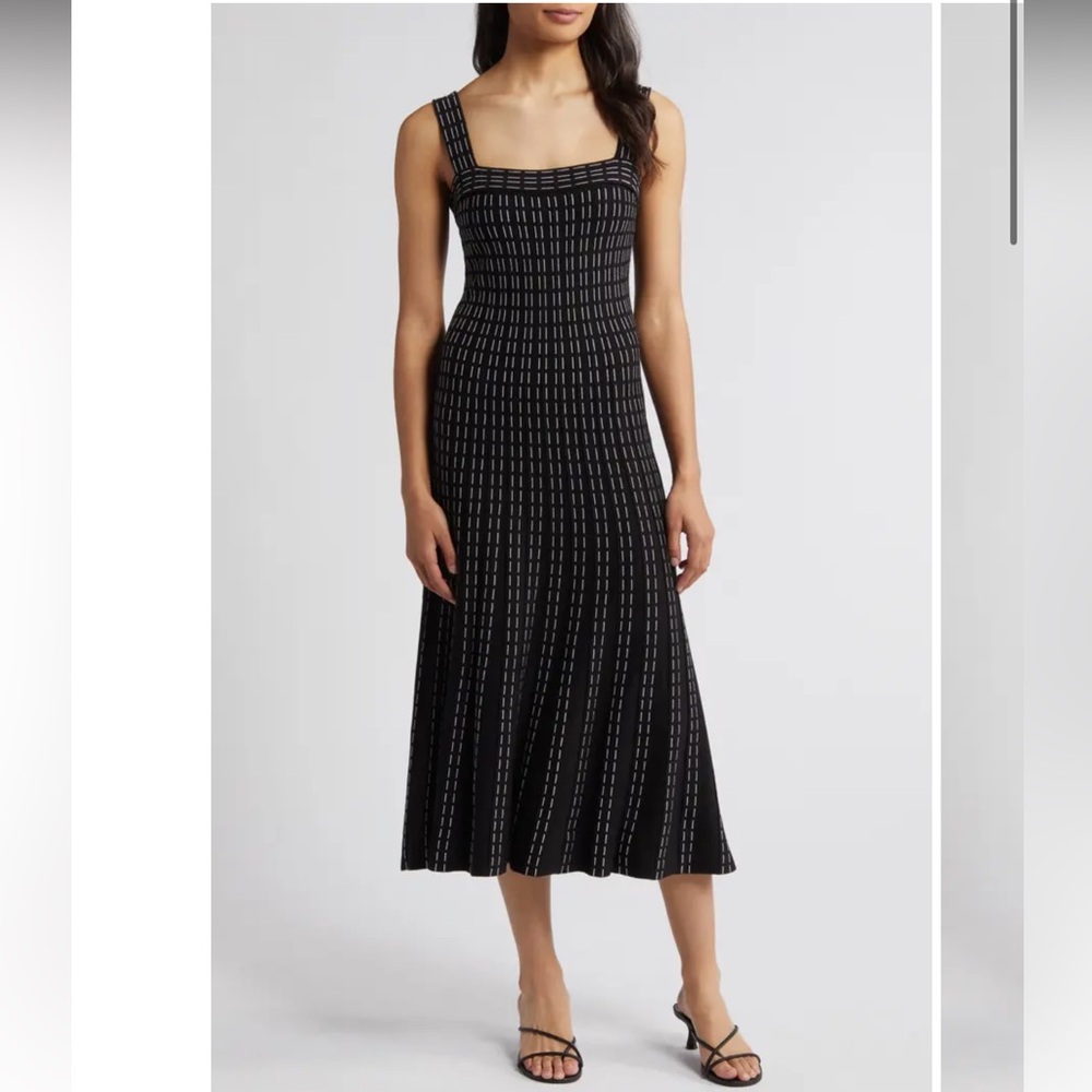 Zoe and Claire Sleeveless Pintuck Midi Sweater Dress